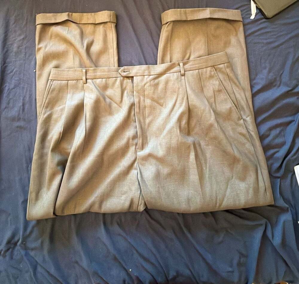 Eddie Domani Vintage Wool Blend Pleated Trousers with Cuffs EPI 1095-E